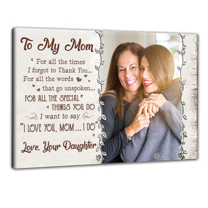 I Love You Mom Personalized Photo Canvas Gift For Mom