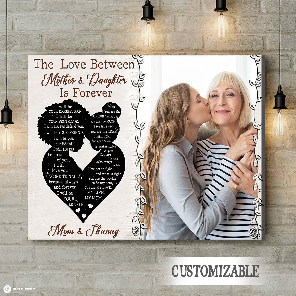 The Love Between Mother & Daughter Is Forever - Personalized Photo Canvas - Gift For Mom, Gift For Daughter