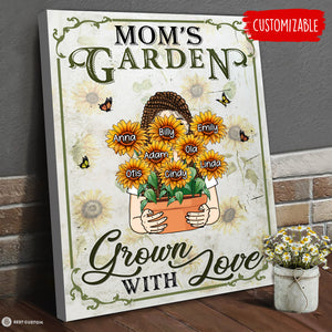 Mom's Garden Grown With Love - Personalized Canvas - Gift For Mom