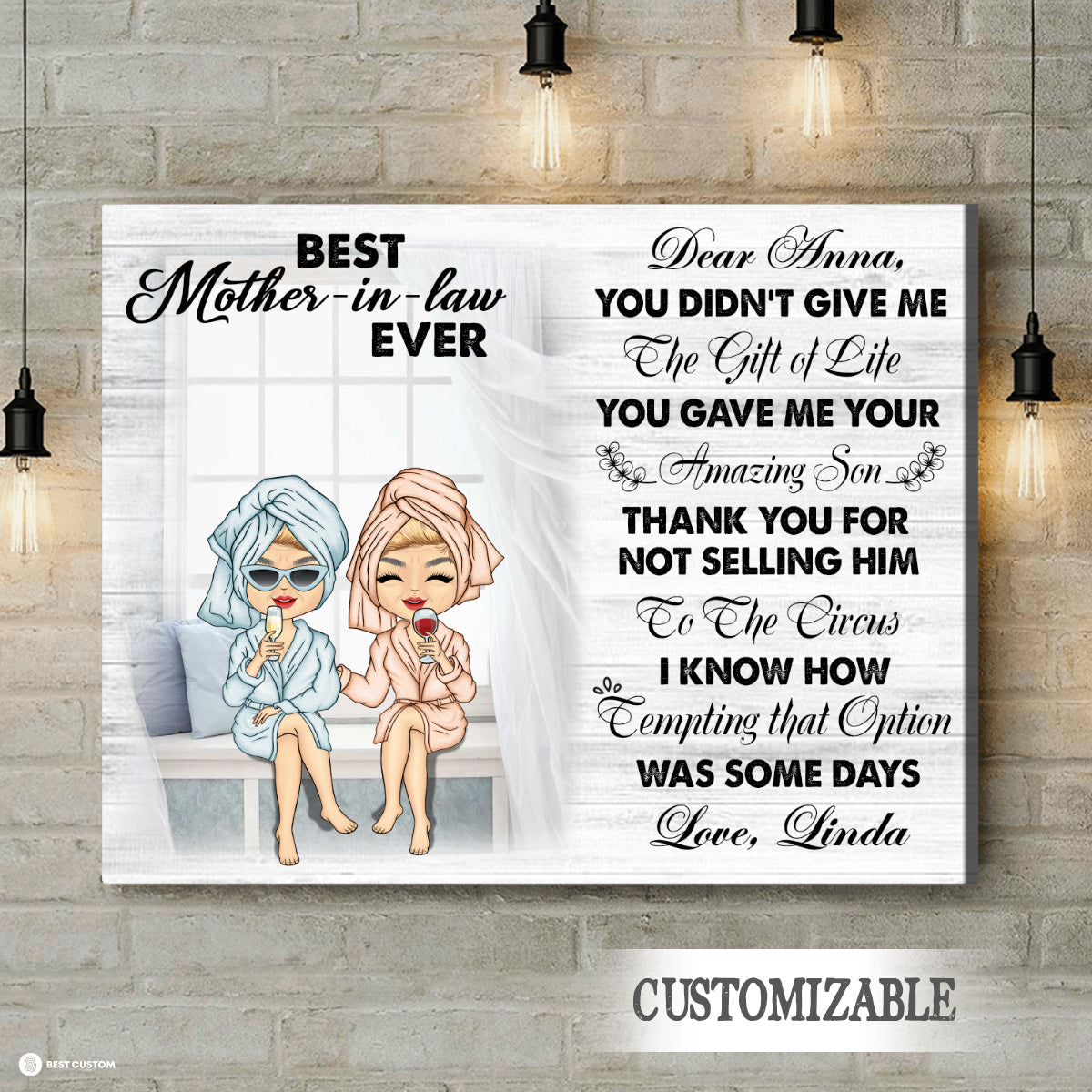 Thank You For Not Selling Him, Mother's Day Gifts For Mother In Law - Personalized Canvas - Gift for Mother-in-law