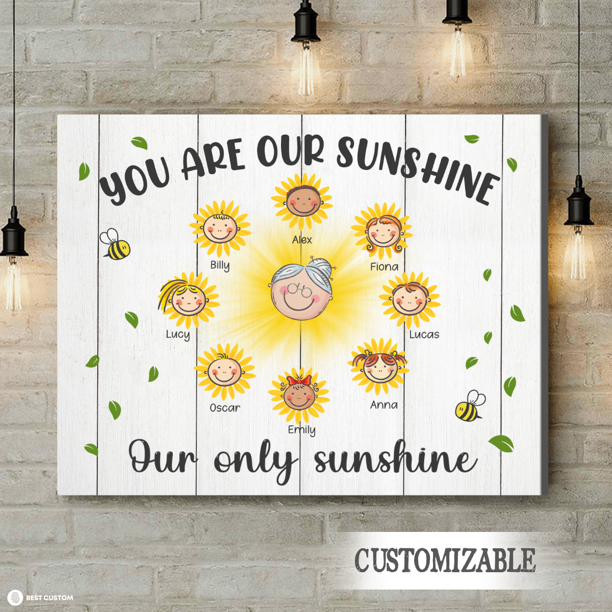 Grandma You Are Our Sunshine - Personalized Canvas - Gift For Grandma
