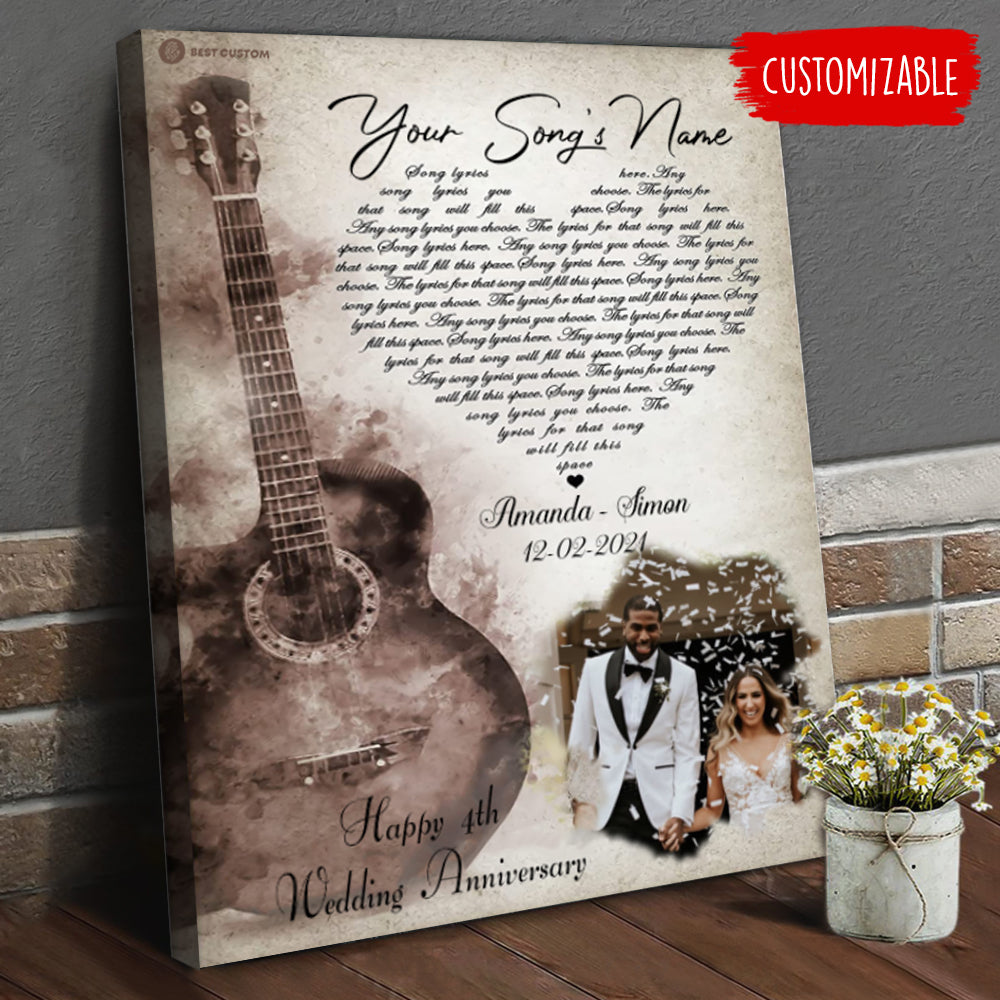 Guitar Song Lyrics Personalized Canvas Gift For Couple