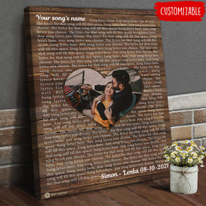 Faux Wood Song Lyrics - Personalized Canvas - Gift For Couple