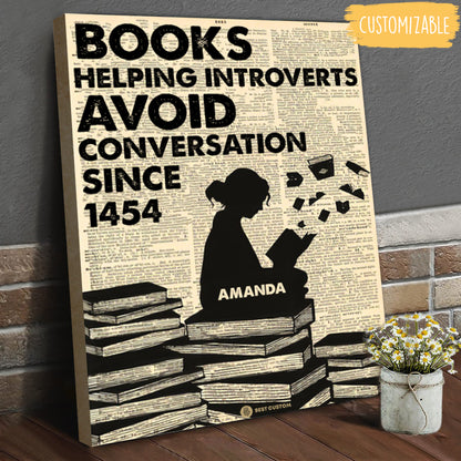 Shadow Girl Books Helping Introverts Avoid Conversation Since 1454 - Personalized Canvas - Book