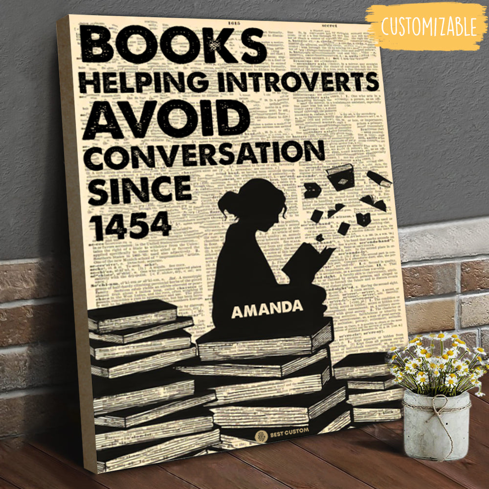 Shadow Girl Books Helping Introverts Avoid Conversation Since 1454 - Personalized Canvas - Book