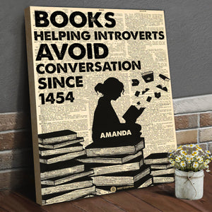 Shadow Girl Books Helping Introverts Avoid Conversation Since 1454 - Personalized Canvas - Book