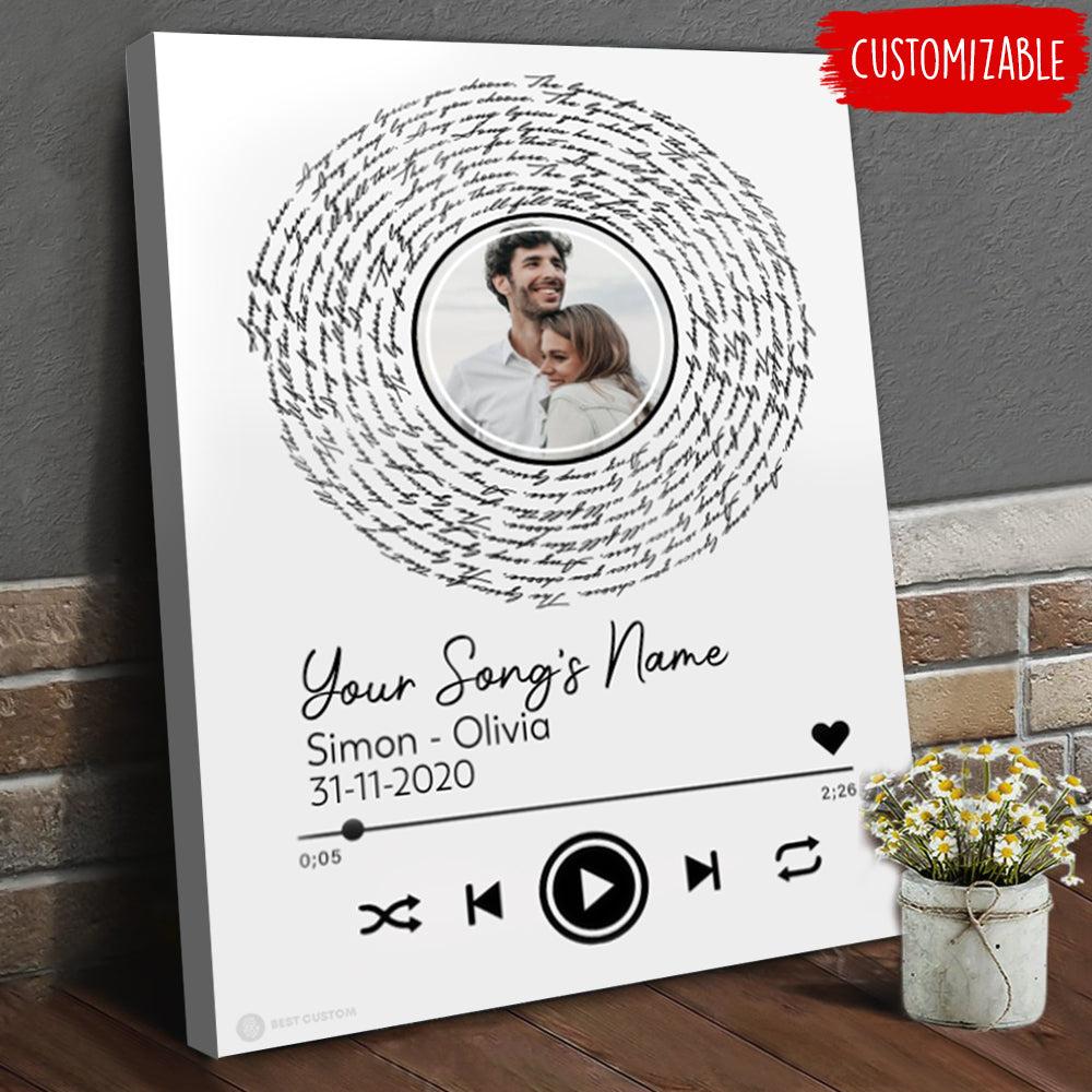 Love Song Lyrics Personalized Canvas Gift For Couple