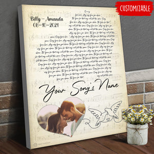 Heart Song Lyrics - Personalized Canvas - Gift For Couple