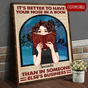 It's Better To Have Your Nose In A Book Reading - Personalized Canvas - Book