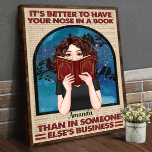 It's Better To Have Your Nose In A Book Reading - Personalized Canvas - Book