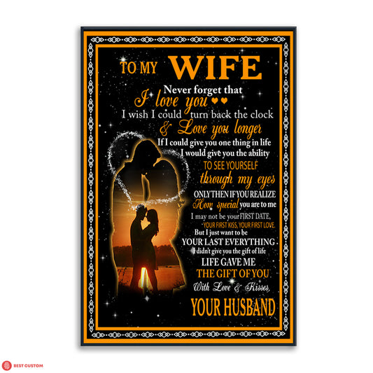 Never Forget That I Love You - Personalized Canvas - Gift For Wife