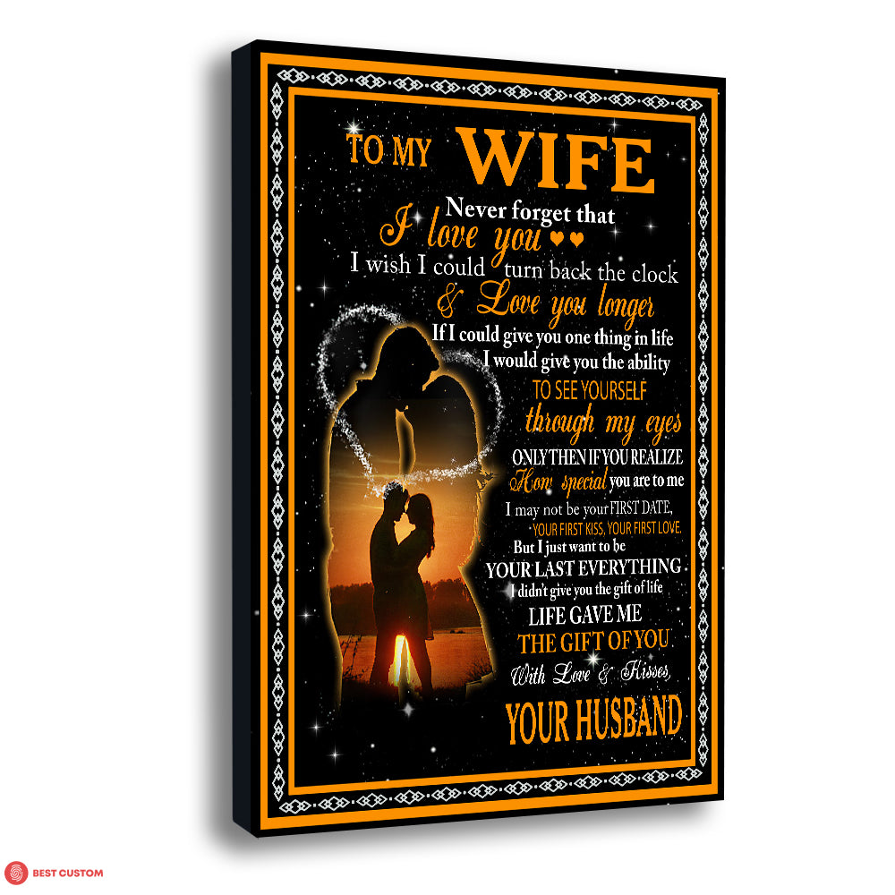 Never Forget That I Love You - Personalized Canvas - Gift For Wife