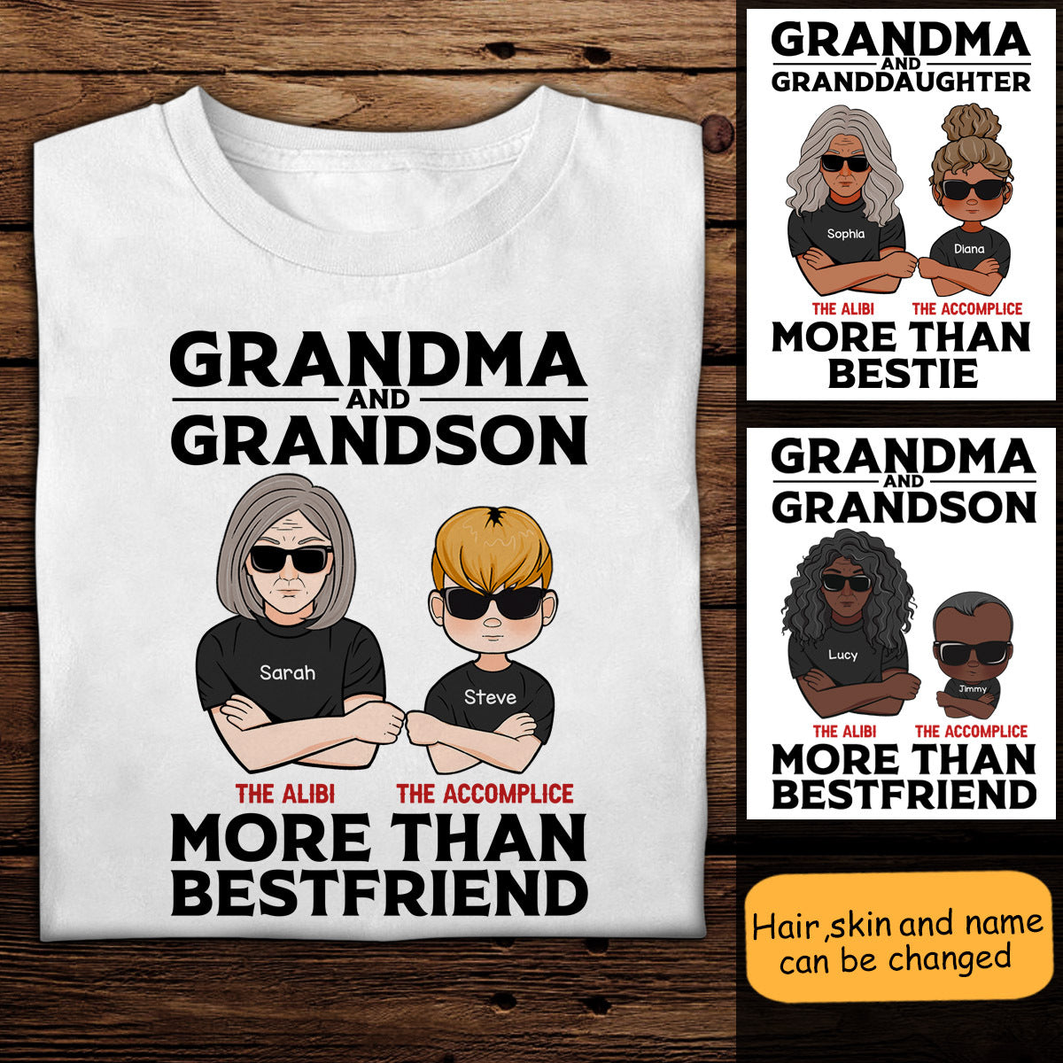 Grandma & Grandson Granddaughter Custom Apparel Gift For Grandma