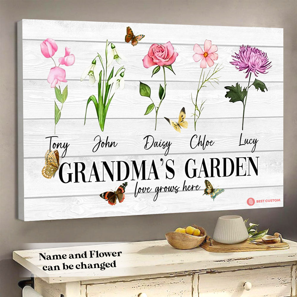 Birth Month Flower Canvas - Gift For Grandma