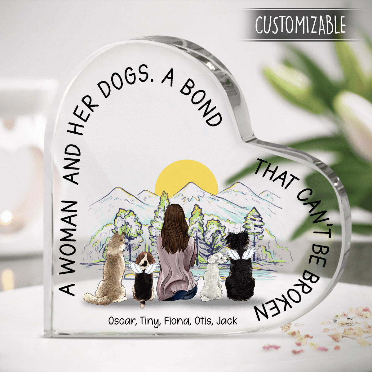 A Woman And Her Dogs A Bond That Can't Be Broken - Personalized Heart Shaped Acrylic Plaque - Gift For Dog Lovers bannerfb_f452509e-23a7-40aa-b84f-851c83ce199d.jpg?v=1650342869