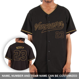 Custom Name And Number Black Yellow Baseball Jersey