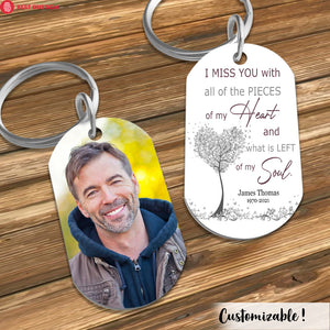 I Miss You Custom Photo Stainless Steel Keychain Memorial