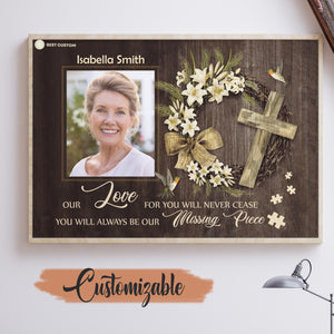 Always Be Our Missing Piece Personalized Canvas Memorial