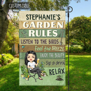 Garden Rules Enjoy The Beauty - Personalized Flag - Gardening
