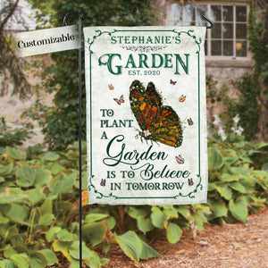 Garden Floral Art And Into The Garden I Go - Personalized Flag - Gardening