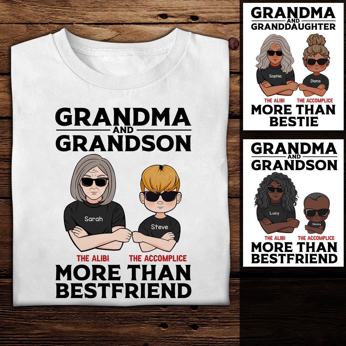Grandma & Grandson Granddaughter Custom Shirt Gift For Grandma