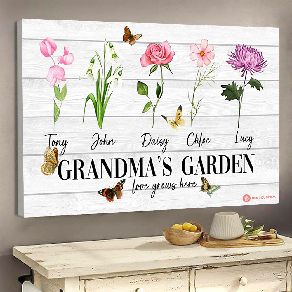 Birth Month Flower Canvas - Gift For Grandma