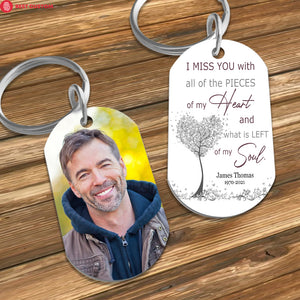 I Miss You Custom Photo Stainless Steel Keychain Memorial