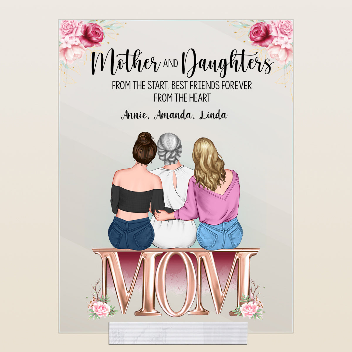 Mother & Daughters Best Friends Forever Personalized Acrylic Plaque Gift For Mom
