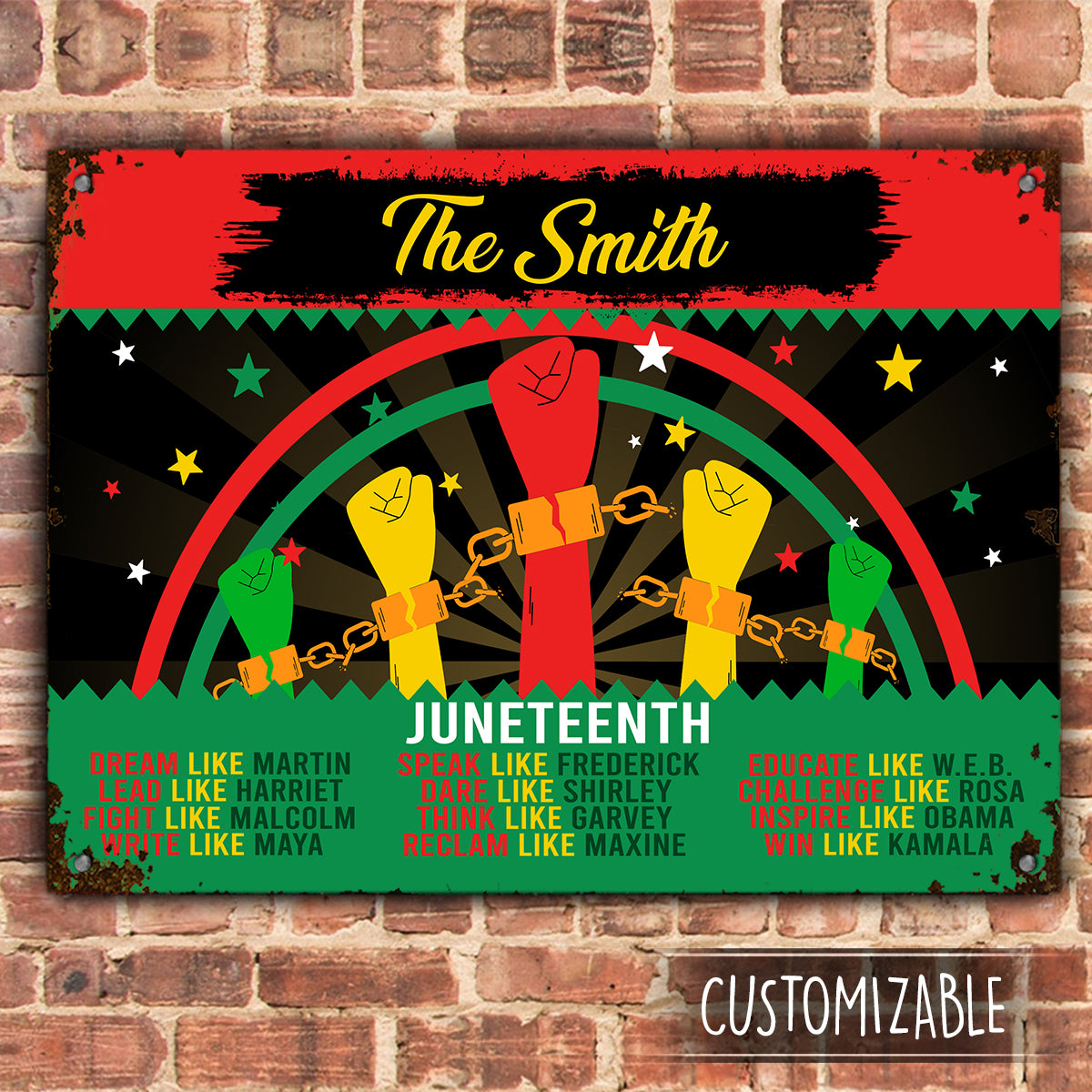 Juneteenth Famous Black Figures Personalized Metal Sign