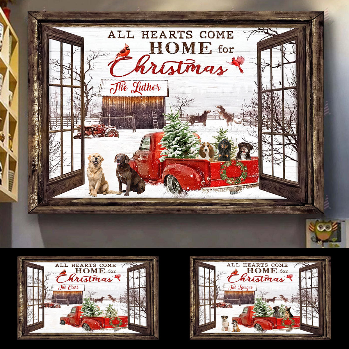 Sitting dog, Faux Window All Heart Come Home For Christmas Personalized Canvas bannernotitle_5c09b88a-0000-49a3-a633-c12de90ed06a.jpg?v=1632986109