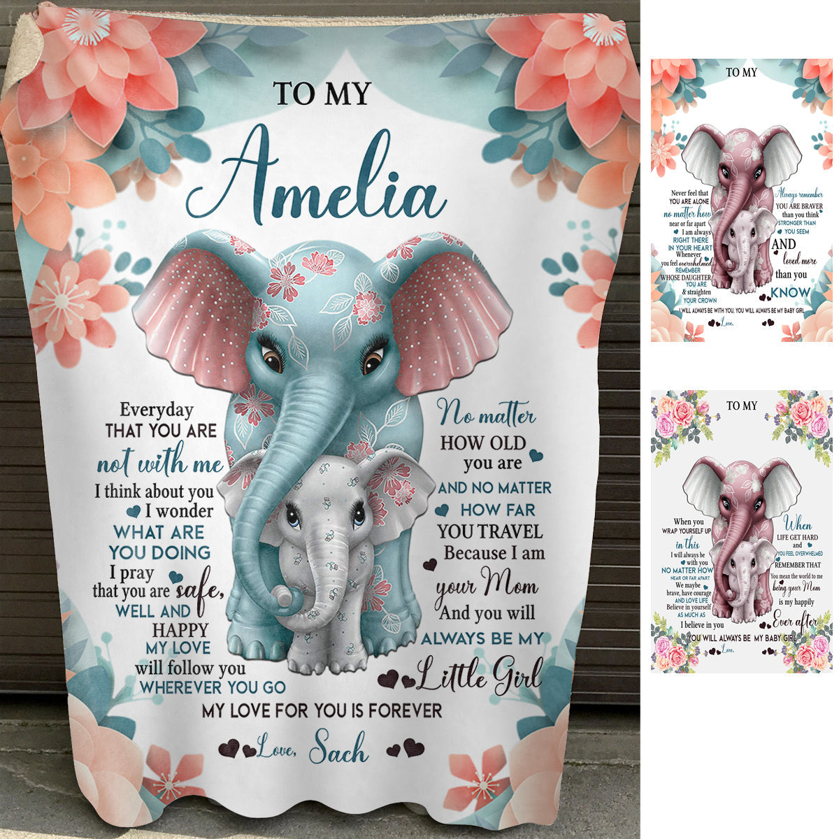Elephant My Love For You Is Forever - Personalized Blanket - Gift For Daughter bannernottile_05c299a6-b5ee-42cd-888b-1cf37a136278.jpg?v=1644998329