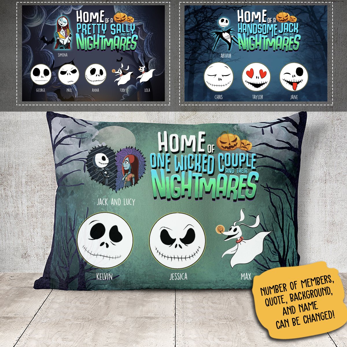 Home Of One Wicked Couple And Their Nightmares Family With Pet Personalized Pillow AP01 bannerpillow_a56b0c90-c7f2-4ffa-9471-fcfbcdb516d2.jpg?v=1601020309