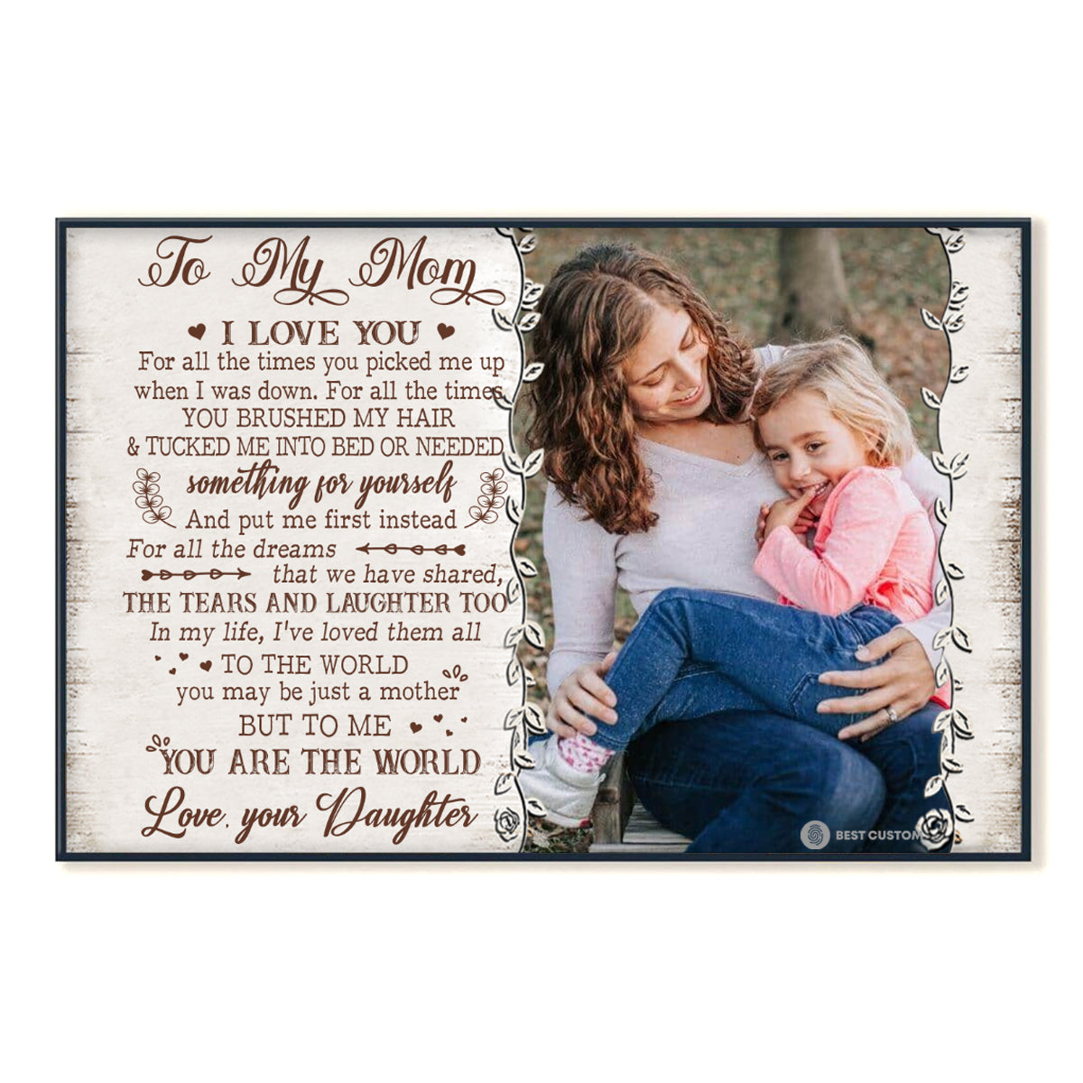 To My Mom I Love You For All A Time - Personalized Photo Canvas - Gift For Mom
