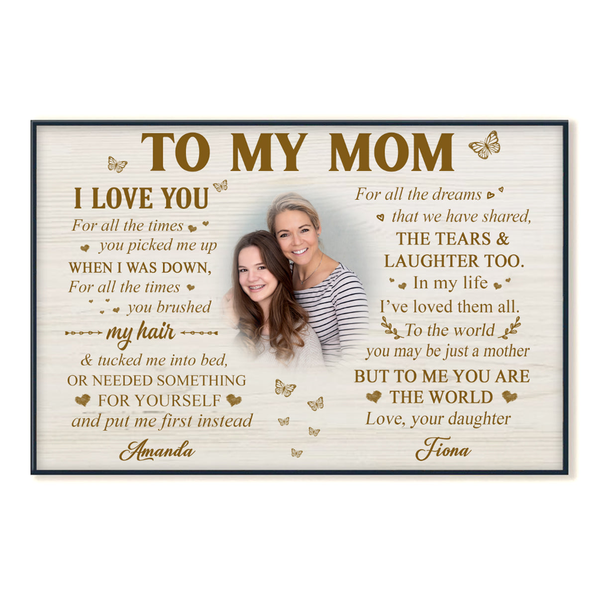 Butterfly To My Mom For All The Time - Personalized Photo Canvas - Gift For Mom