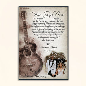 Guitar Song Lyrics Personalized Canvas Gift For Couple