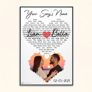 Heart Love Song Lyrics - Personalized Canvas - Gift For Couple