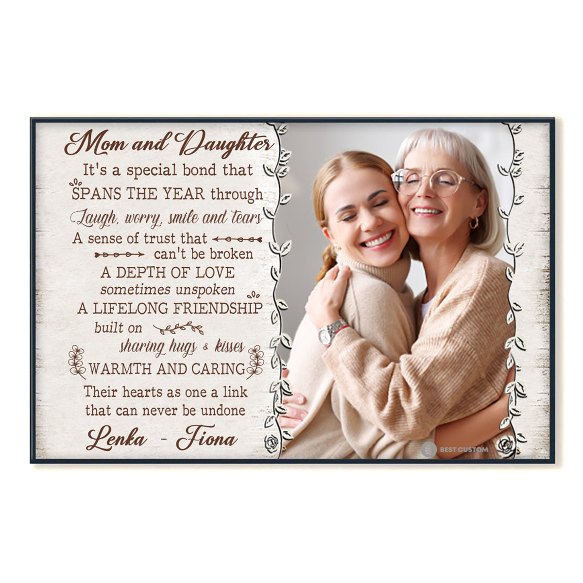 Mom an Daughter It's A Special Bond - Personalized Photo Canvas - Gift For Mom
