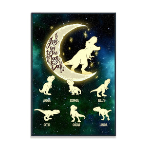 Mamasaurus Love You To The Moon And Back - Personalized Canvas - Gift For Mom