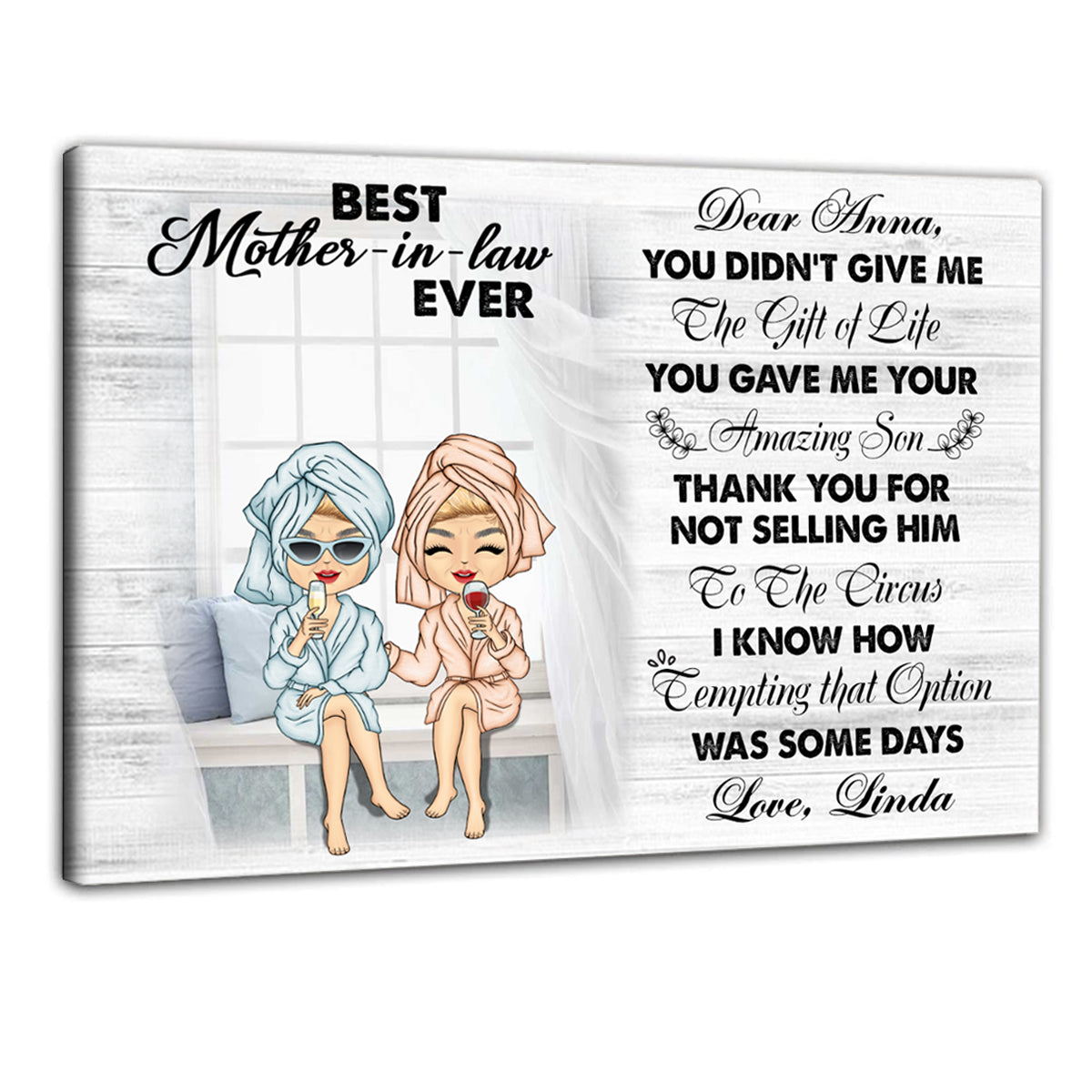 Thank You For Not Selling Him, Mother's Day Gifts For Mother In Law - Personalized Canvas - Gift for Mother-in-law