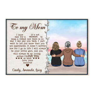 Mother Daughter To My Mom I Love You - Personalized Canvas - Gift For Mom