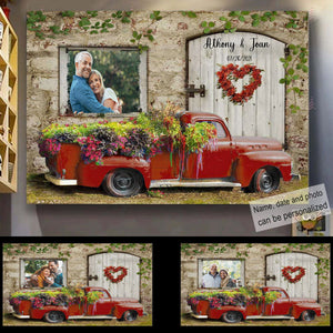 Flower Pickup Truck And Country Scene - Personalized Photo Poster & Canvas - Gift For Couple bannertitle_b6eba76a-4fc0-4c42-a147-275a6e670439.jpg?v=1644630477