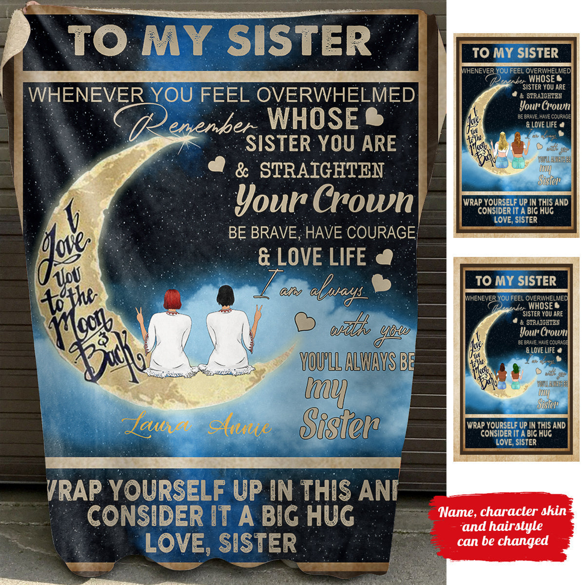 Love You To The Moon And Back - Personalized Blanket - Gift For Sister bannertitle_00348b06-5e2a-4d33-8a4c-fec6d93a7963.jpg?v=1644998324