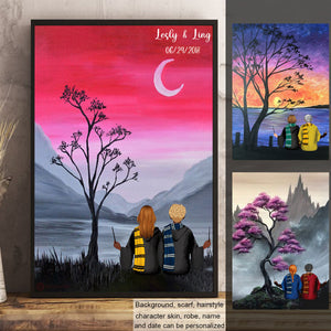 Wizard Couple With Tree - Personalized Poster & Canvas - Gift For Couple bannertitle_0ec936da-81e9-4657-92c6-5172086975b8.jpg?v=1644629978