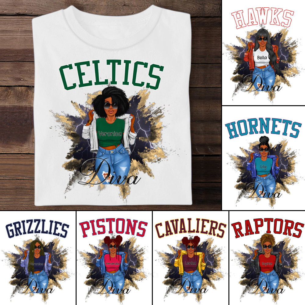 Black Girl, Basketball Diva Personalized Apparel