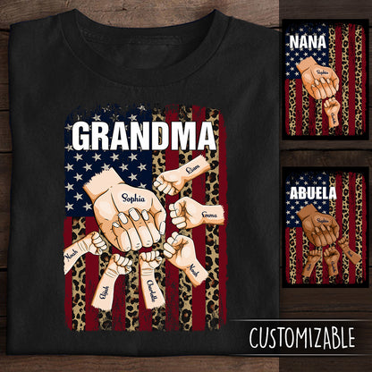 Grandma With Grandkids Hand To Hands Personalized Apparel Gift For Grandma