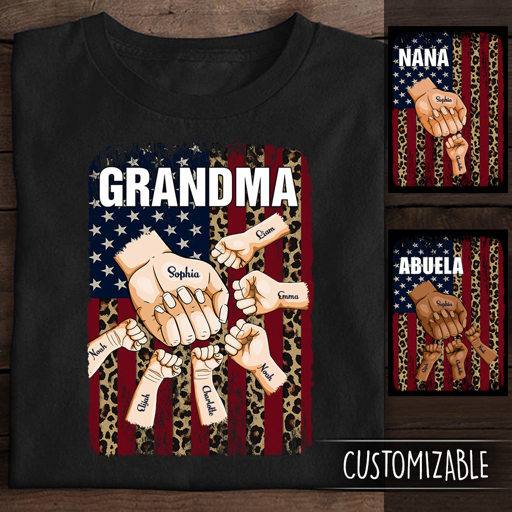 Grandma With Grandkids Hand To Hands Personalized Apparel Gift For Grandma