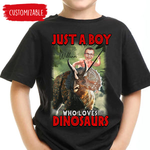 Ride on a Dinosaur Custom Photo Personalized Standard Youth T-Shirt