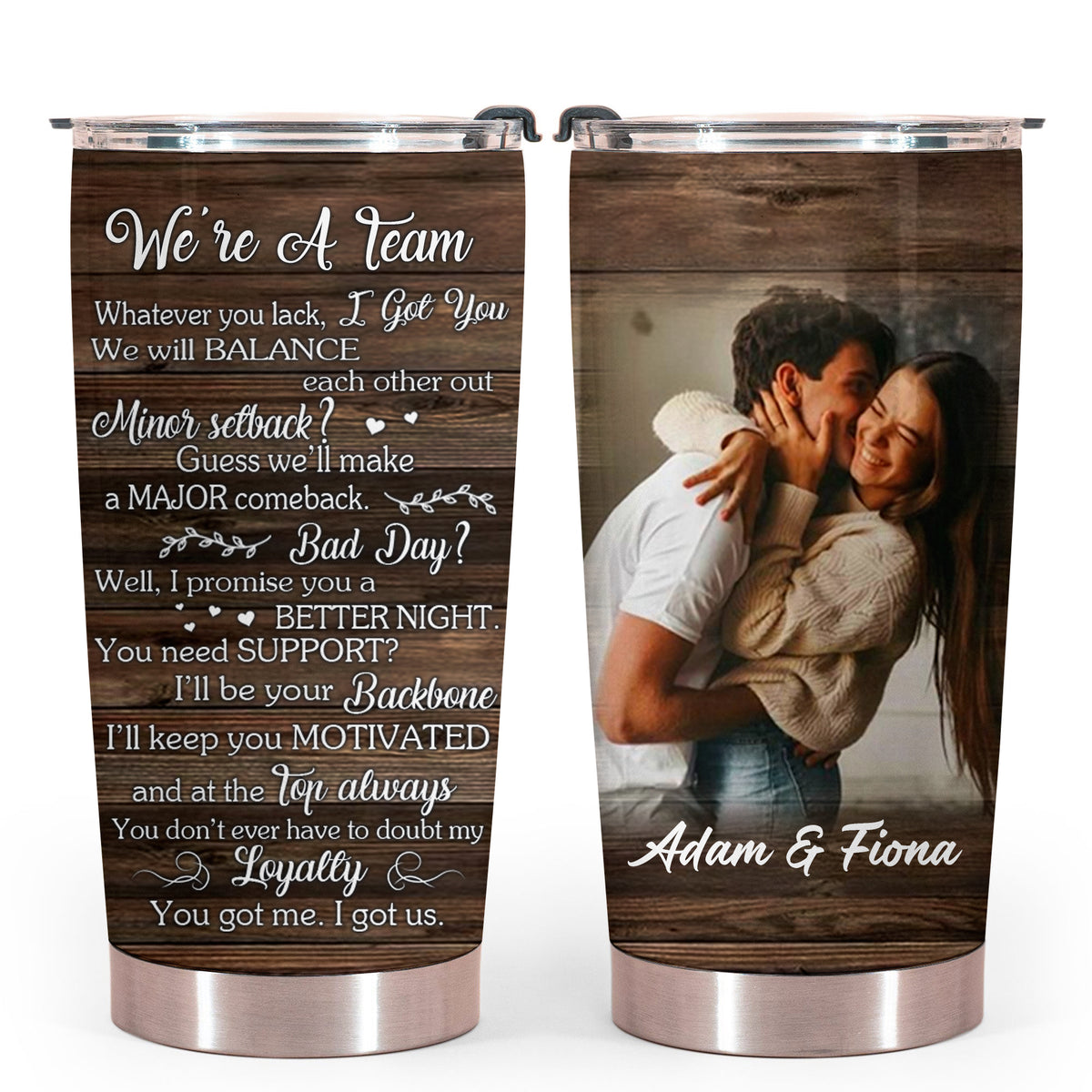 We're a Team Custom Photo Tumbler Gift For Couple