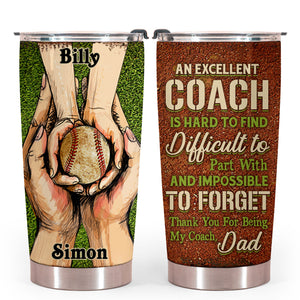 Baseball Dad And Kid Hands - Personalized Tumbler - Gift for Father
