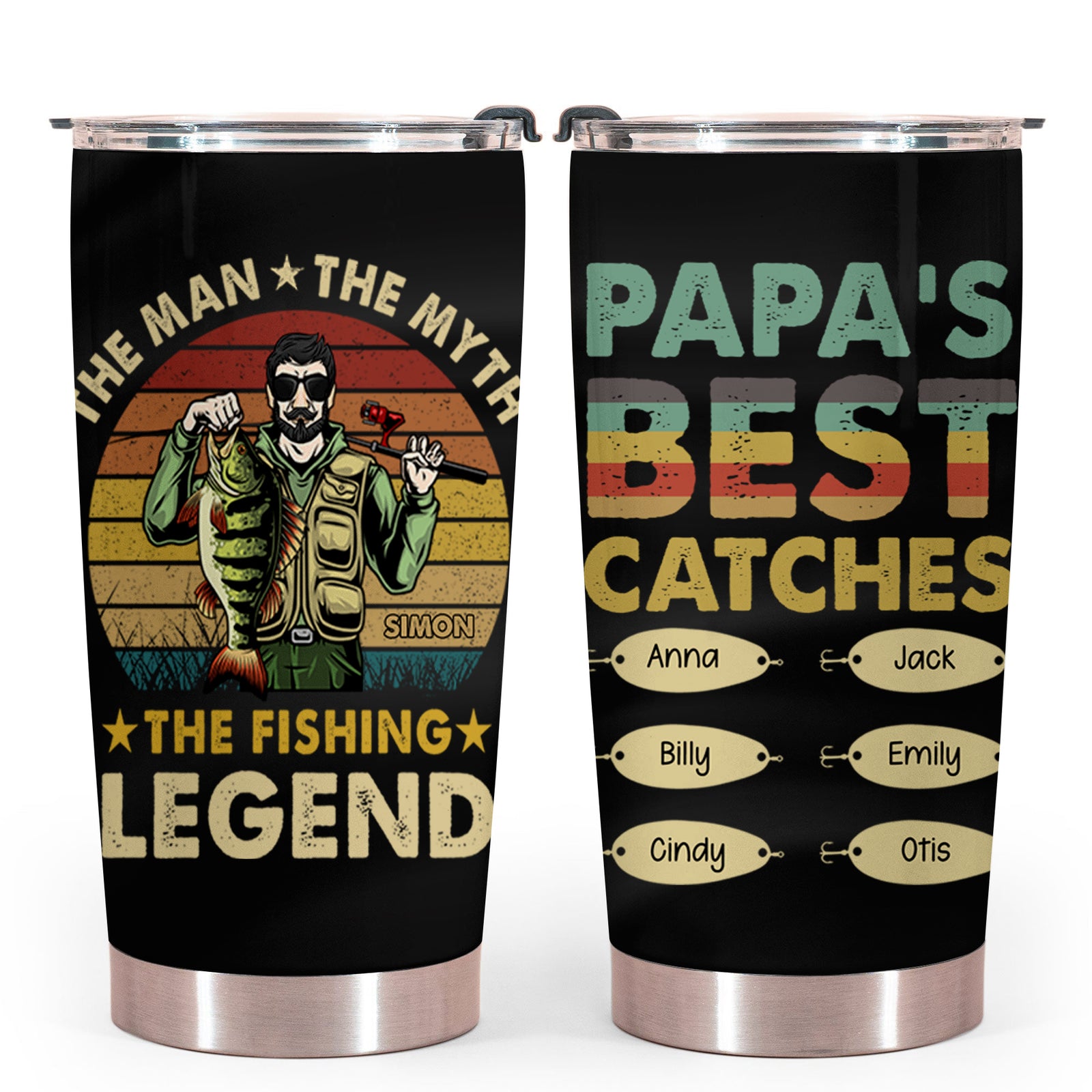 Hooked on Daddy Fishing Engraved YETI Rambler Tumbler Fishing Father's Day  Gift Custom Tumbler Fishing YETI Fishing Mug Dad Gift 